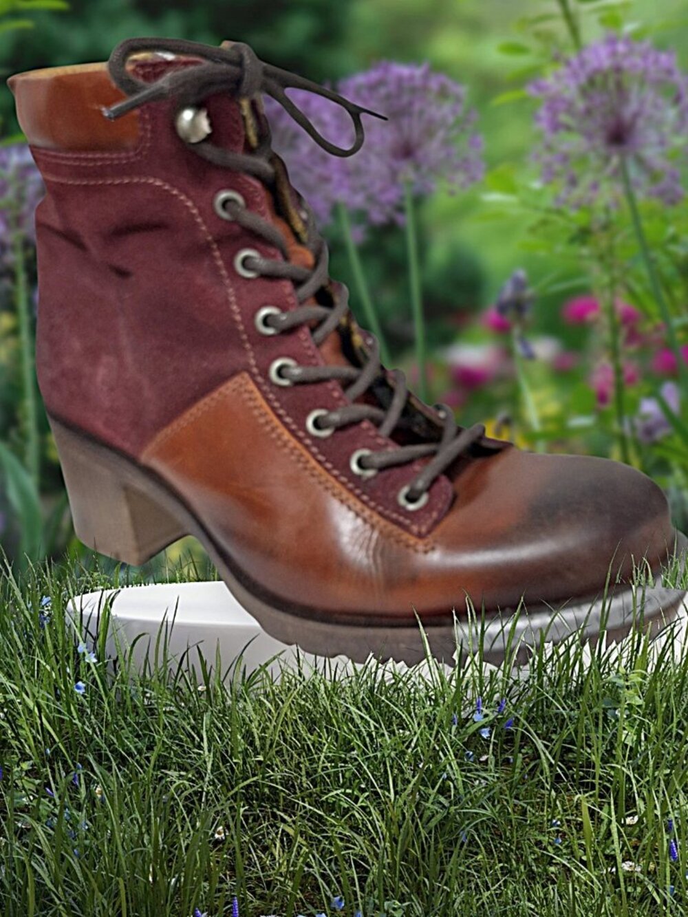 Fly London Women's Brown Lace-Up Ankle Combat Moto Bootie Leather Sz 41
